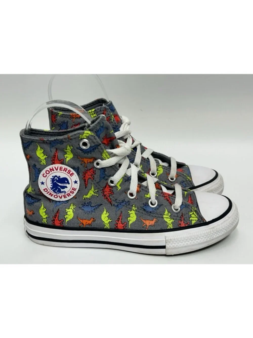 Converse•DINOVERSE•Chuck Taylor All Star Hi Tops•Junior Size 1 EUC Dinosaurs
